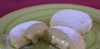 Beignets à la crème anglaise cuits au four