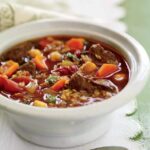 Soupe au boeuf, au bulghur et aux pois chiches