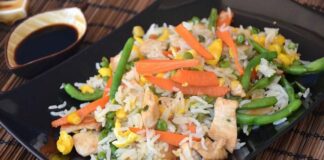 Riz sauté aux légumes et poulet WW