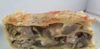 Lasagnes aux artichauts, champignons et jambon WW