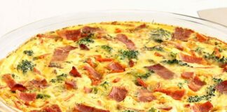 Quiche sans pâte brocoli, jambon et chèvre WW