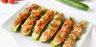 courgettes farcies aux champignons, tomates et jambon WW