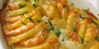 gratin de crevettes et pommes de terre WW