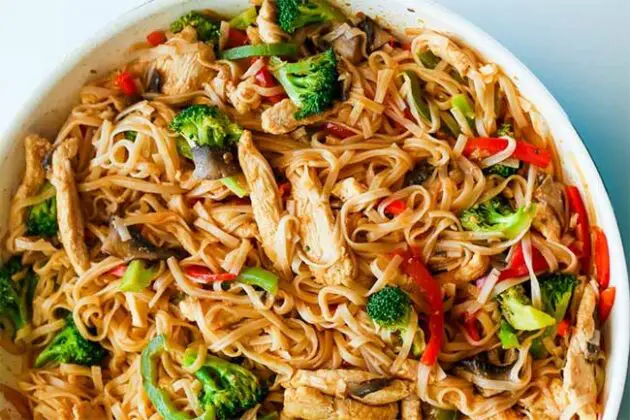 Wok De Nouilles Aux Poulet Et Légumes Recette Pour Régime 