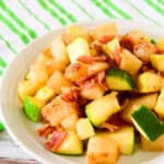 Poêlée de pomme de terre courgette et lardons