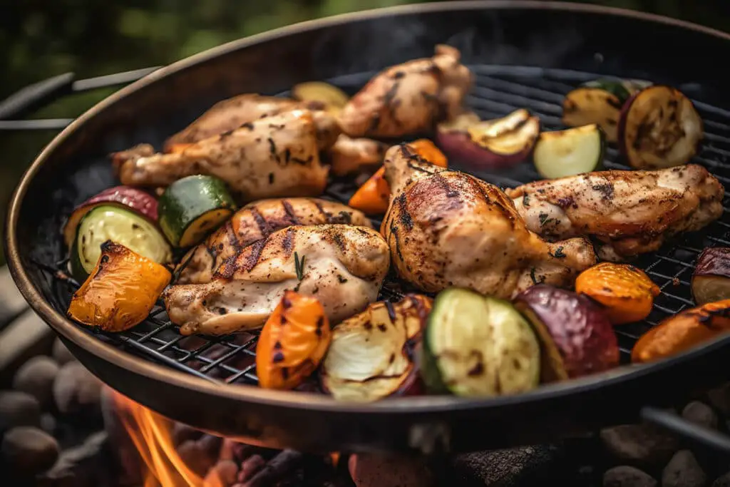 Poulet Grillé aux Herbes et Légumes Rôtis